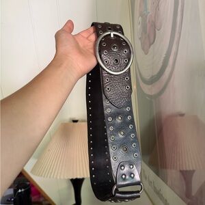 Y2k Fossil M Genuine Leather Grommets/ Studded Belt